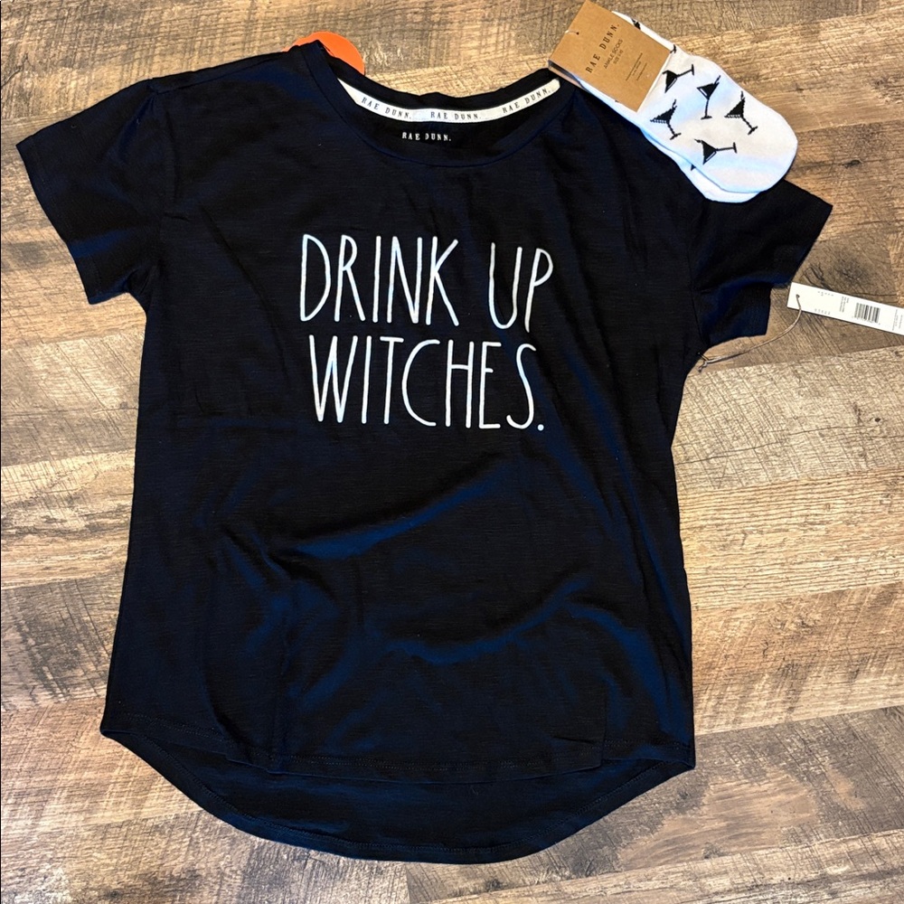 Rae Dunn Black Cotton Blend Top Womens S NWT